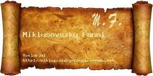 Miklusovszky Fanni névjegykártya